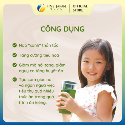 Bột rau xanh hữu cơ Japaness Green Banana Chia Seeds FINE JAPAN bổ sung chất xơ và lợi khuẩn hộp 40 thanh