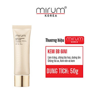 Kem BB 6in1 Mirum làm trắng da, chống lão hoá, dưỡng ẩm, chống tia UV, Lót và nền 50g Mirum Multi Protection BB cream SPF30/PA++