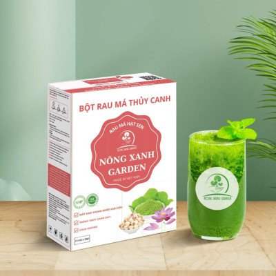 Nông Xanh Garden Bột Rau Má Thủy Canh Hạt Sen Hộp 15 gói (10gr/1 gói) hòa tan uống liền, dễ uống, thanh nhiệt, mát gan, làm đẹp da