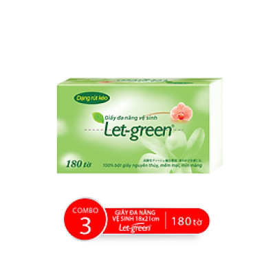 Combo Bao Khăn Giấy Vệ Sinh Đa Năng LET-GREEN 18*21cm, 180 Tờ/Bao