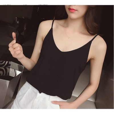 ÁO 2 DÂY LỤA CỔ TIM_Áo 2 dây trắng đen