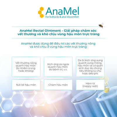AnaMel Rectal Ointment chống ngứa vùng hậu môn thực tràng và hỗ trợ chăm sóc vết thương từ mật ong y tế nguyên chất