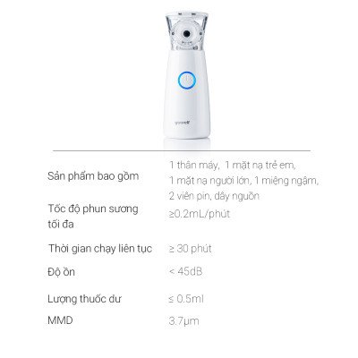 Máy Xông Mũi Họng Cầm Tay Nhỏ Gọn YUWELL M102 - Dùng Xông Khí Dung Hiệu Quả - Nhập Khẩu Chính Hãng - Bảo Hành 2 Năm