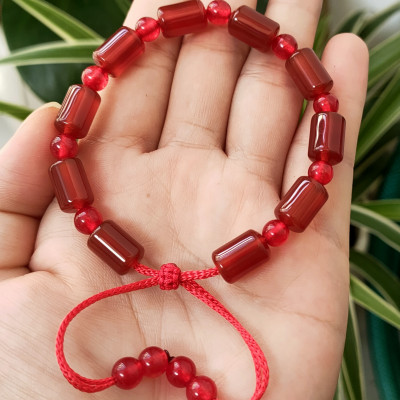 Vòng tay đá thạch anh đỏ đốt trúc phong thủy 8mm cho Nữ làm trang sức