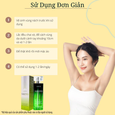 COMBO 2 Lọ Xịt Khử Mùi SAKITO LANCEJ 50ml, Sạch Vùng Nách, Ngăn Tiết Mồ Hôi, Không Ố Vàng Áo