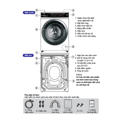 Máy giặt lồng ngang Aqua Inverter 10kg AQD-DW1000J.BK - Bảo hành 2 năm - Hỗ trợ lắp đặt - Hàng chính hãng