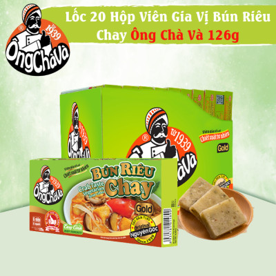 Lốc 20 Hộp Viên Gia Vị Bún Riêu Chay Gold Ông Chà Và 126g (Crab Taste Vegetable Soup Cubes)
