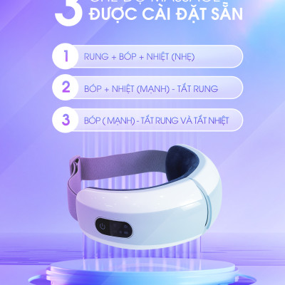 Máy Massage Mắt Nhiệt Hồng Ngoại Buheung MK-321 Giúp thư giãn mắt, gấp gọn 180 độ, BH chính hãng 12 tháng
