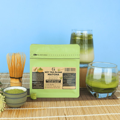 Bột Matcha trà Ôlong GUfoods (túi 50g) - Pha chế Barista, Giàu EGCG và chất chống oxy hóa, Vị umami tự nhiên, Eat clean, Healthy, Làm đẹp