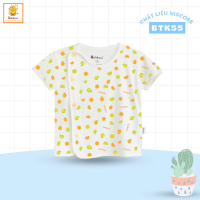 Áo Sơ Sinh Cổ Lệch Hoạ tiết Tay Ngắn Cho Bé