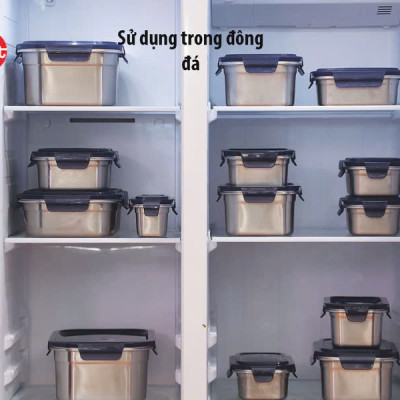 Bộ 4 hộp cao inox 304 iMAT dùng được vi sóng, đông đá, máy rửa chén, lò nướng - Hàng Chính Hãng