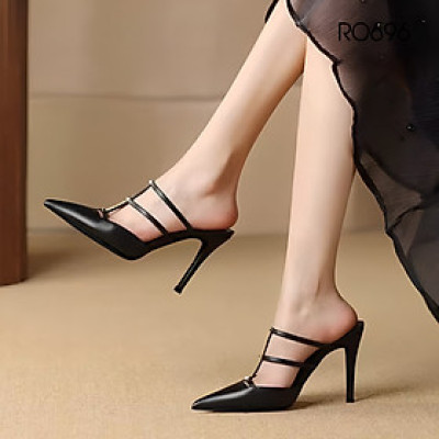 Dép sục cao gót nữ gót nhọn ROSATA RO696 -8F- Đen, Đỏ - HÀNG VIỆT NAM-BKSTORE