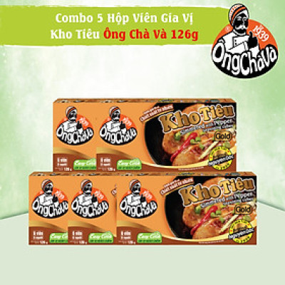 Combo 5 Hộp Viên Gia Vị Kho Tiêu Ông Chà Và 126g(Simmered With Pepper Seasoning Cubes)