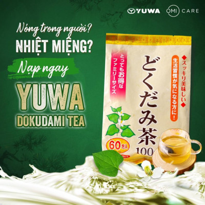 Trà Diếp Cá Yuwa 100% Lá Diếp Cá Giải Nhiệt Giải Độc, Trừ Nắng Nóng Mùa Hè Yuwa Dokudami Tea 100% Gói 60 gói