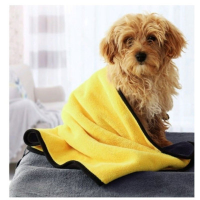 Giao màu ngẫu nhiên - Khăn tắm cho Chó Mèo bằng vải Microfiber cao cấp dày dặn thấm nước nhanh