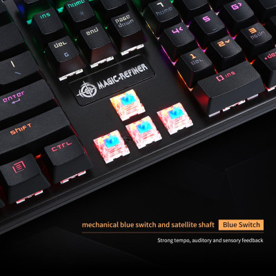 Bàn phím cơ MAGIC-REFINER 108 Phím N-key rollover Cáp USB Blue Switch Backlight