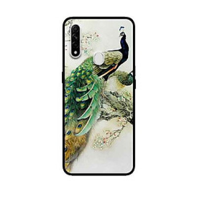 Ốp Lưng in cho Oppo A31 Mẫu Chim Công Hoa Trắng - Hàng Chính Hãng