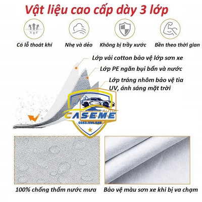 [MITSUBISHI] Bạt Phủ Xe Ô Tô 3 Lớp Tráng Nhôm Cao Cấp – Chống Nóng, Chống Thấm, Chống Bụi | Hàng Chính Hãng