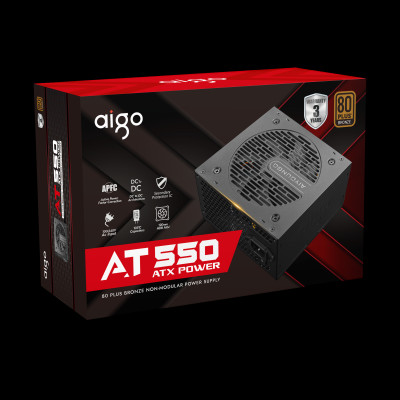 BỘ NGUỒN MÁY TÍNH AIGO MODEL AT550 CÔNG SUẤT 550W, APFC, DC TO DC 80 PLUS BZONE - Hàng chính hãng