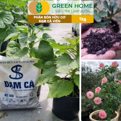Phân Đạm Cá Greenhome, Bao 1kg, Viên Nén, Hữu Cơ Vi Sinh Bón Rau, Quả