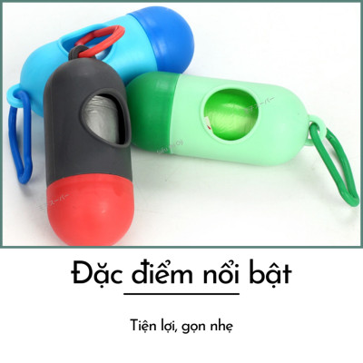 Hộp đựng túi rác vệ sinh cho Chó Mèo hình bầu dục dài 10cm Kèm 1 cuộn túi đựng Chất liệu nhựa chắc chắn Nhỏ gọn Tiện lợi