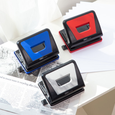 Máy Đục Lỗ 15 Tờ Deli, Xanh Dương, Đỏ, Ghi Xám - 1 Cái E0105