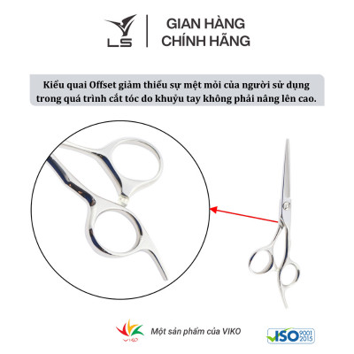 Kéo cắt tóc LS lưỡi thẳng quai offset vênh đỡ ngón cố định CB13/5.5