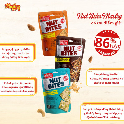 Bánh hạt dinh dưỡng NUT BITES Mailey túi 96g - thơm ngon từ hạt tự nhiên,tiện lợi và giàu dinh dưỡng