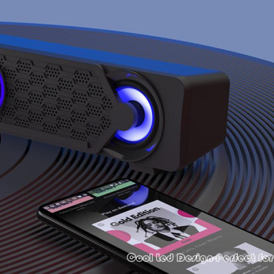 Loa máy tính Smalody YXSM9017 siêu trầm âm thanh nổi có dây USB với đèn LED màu xanh lam