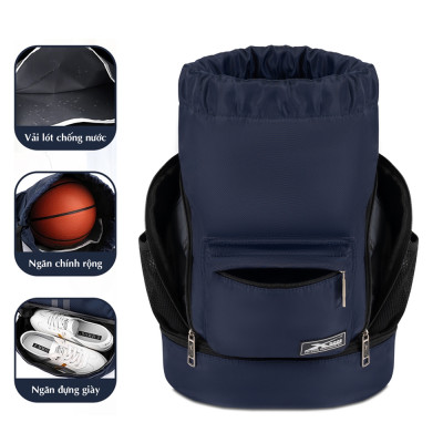 Balo dây rút thể thao xanh đen Xbags Wisdom Xb 6005,Chất liệu chống thấm nước hiệu quả, Chống tia UV