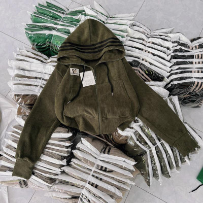 [LZ] Áo khoác nhung tăm xỏ ngón ( kèm túi trong) phối viền nón dễ thương hàng đẹp-A2196