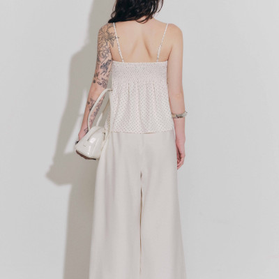 DOTTIE - Quần tây ống rộng lưng cao - Be nhạt - Q0408