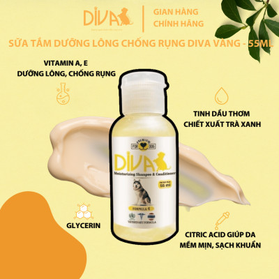 SỮA TẮM CHÓ DƯỠNG LÔNG GIẢM RỤNG DIVA VÀNG 55ML (DIVA FORMULA 4)