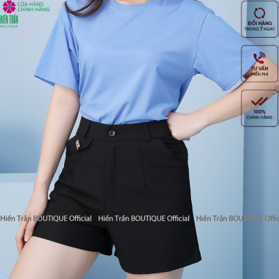 Quần short nữ Hiền Trần BOUTIQUE khuyên đá, chất vải 2 biên cao cấp