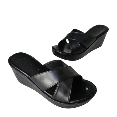 Dép Nữ Quai Chéo Đế Xuồng HÀ NAM Da Bò Thời Trang Cao Cấp 7cm DNU2119