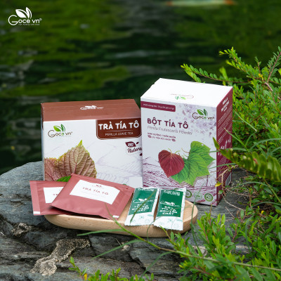 Combo Giải cảm, Giảm ho Goce (1 hộp Trà tía tô 40g, 1 hộp Bột tía tô 72g)