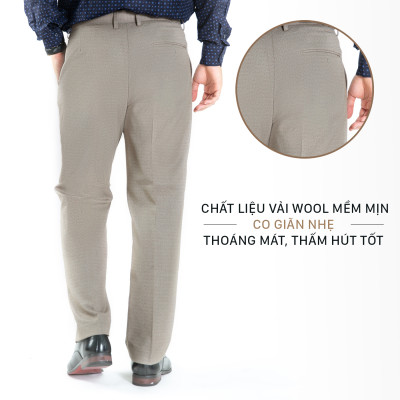 Quần Âu Nam Dáng Rộng Công Sở Trung Niên Xếp Ly Màu Trắng Kem Mã QA101