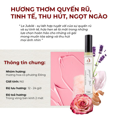 Le by Jubilé - Tinh dầu nước hoa Pháp nữ Dạng lăn 12ml Thơm Lâu, Sang Trọng, Quyến Rũ