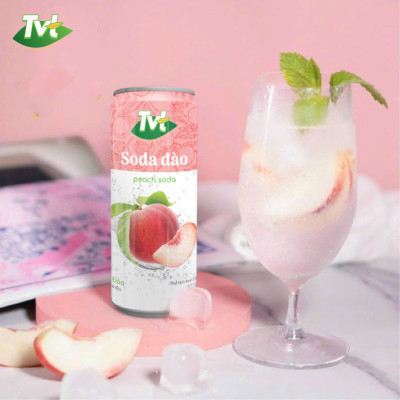 [Lốc 06 lon 320ml] Soda Đào TVT - Nước cốt đào tự nhiên cùng soda nhẹ nhàng