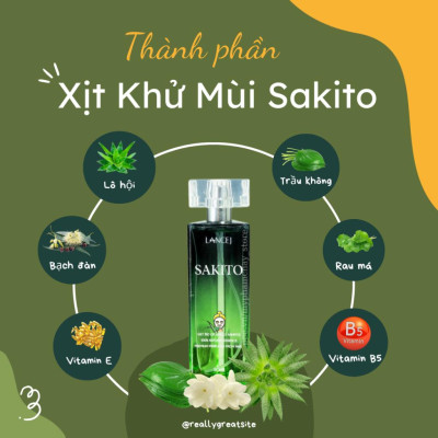 COMBO Xịt Khử Mùi Hôi Nách SAKITO 50ml & LARA CLEAR 40ml, Khử Mùi Toàn Thân, Ngăn Tiết Mồ Hôi