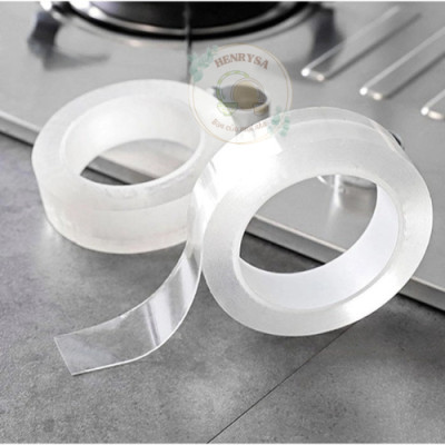 Băng Keo Nano 2 Mặt Trong Suốt Dài 5 Mét Siêu Dính, Có Thể Tái Sử Dụng, Độ dàn hồi cao - HENRYSA