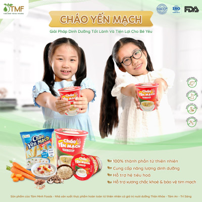 Thùng 24 ly cháo yến mạch dưỡng sinh ăn liền Tâm Minh (24 ly x 43 gam)