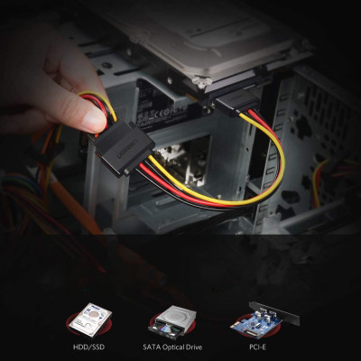 Cáp nguồn SATA 15Pin UGREEN US283 kết nối nguồn điện máy tính với ổ cứng Serial ATA, SSD, ổ đĩa quang, đầu ghi DVDB - Hàng chính hãng