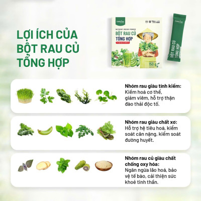 Bột Rau Củ Tổng Hợp Dalahouse 150g - Thanh Nhiệt, Thanh Mát, Giải Khát, Giảm Mụn, Tốt cho Sức Khỏe