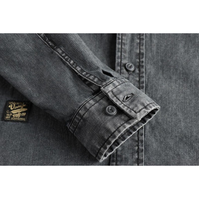Sơ mi denim wash bụi phong cách Vinstage_dã ngoại_Biker