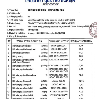 Bột ngũ cốc Mẹ Ken 500gr (siêu sạch, bổ dưỡng, lợi sữa) tặng kèm miếng lót ly