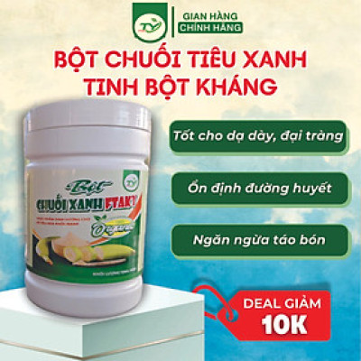 Tinh bột chuối tiêu xanh sấy lạnh FTAKY - Hàm lượng tinh bột kháng cao vượt trội 31,9% hỗ trợ tiêu hóa, đã được kiểm nghiệm