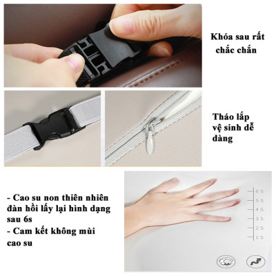 Gối tựa đầu và tựa lưng ô tô chất liệu ruột cao su non và vỏ da cao cấp dành cho xe hơi ghế văn phòng siêu êm