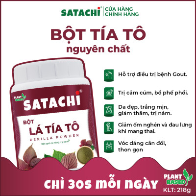 Bột Tía Tô SATACHI nguyên chất. Hỗ trợ gout, rối loạn mỡ máu, giải cảm, đẹp da. Hộp 68g và 218g