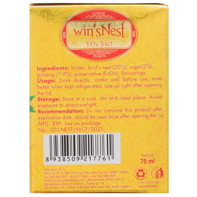 Thùng 72 lọ Yến sào wins